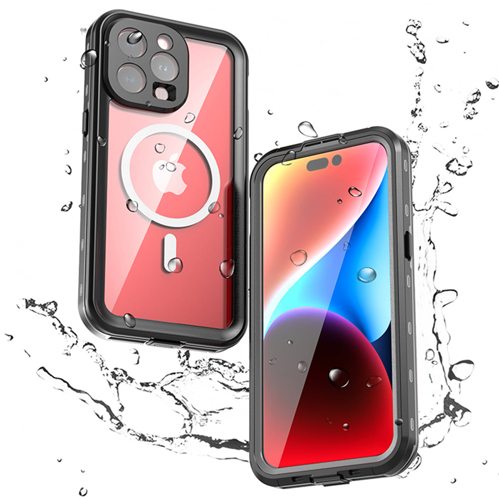Waterproof MagSafe hoes voor Apple iPhone 15 Pro Max, ShellBox, Zwart