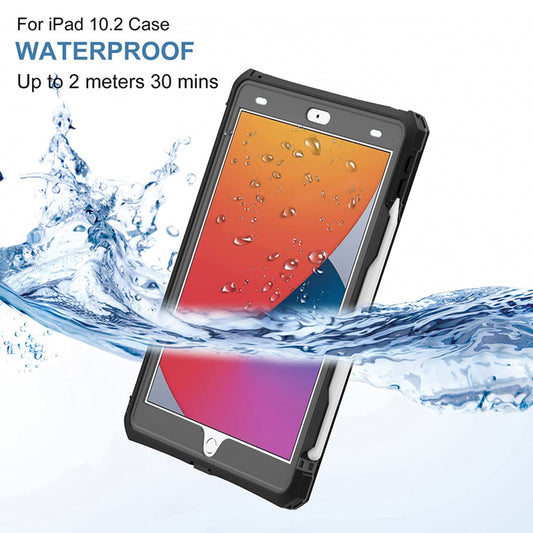 Waterdichte hoes voor Apple iPad 10.2 (2021) / 10.2 (2020) / 10.2 (2019), ShellBox, Zwart