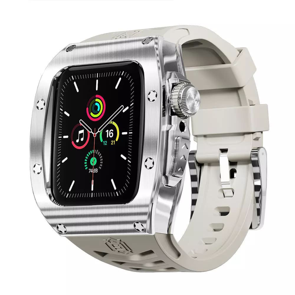 Waterproof ShellBox hoes voor Apple Watch 45mm Series, Zilverkleurig
