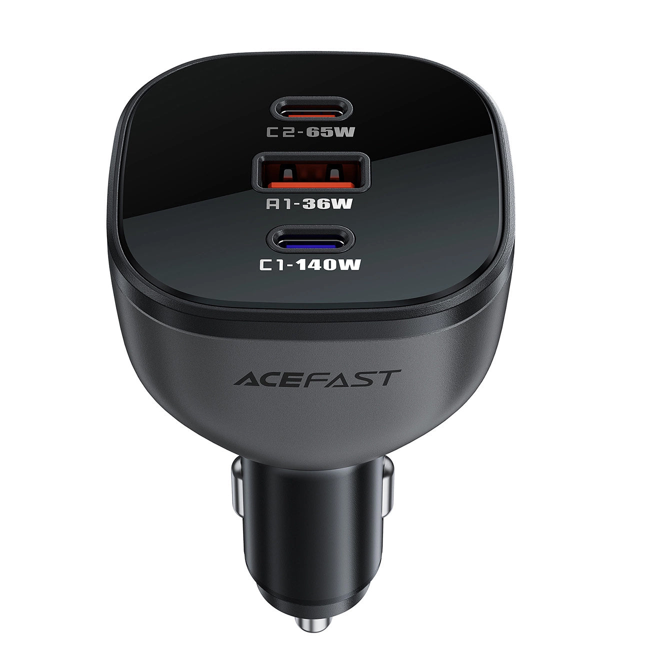 Auto-oplader Acefast B14, 165W, 5A, 1 x USB-A - 2 x USB-C, Zwart