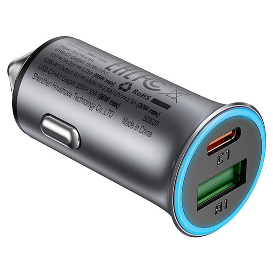 Auto Oplader Acefast B16, 95W, 3.25A, 1 x USB-A - 1 x USB-C, Gri