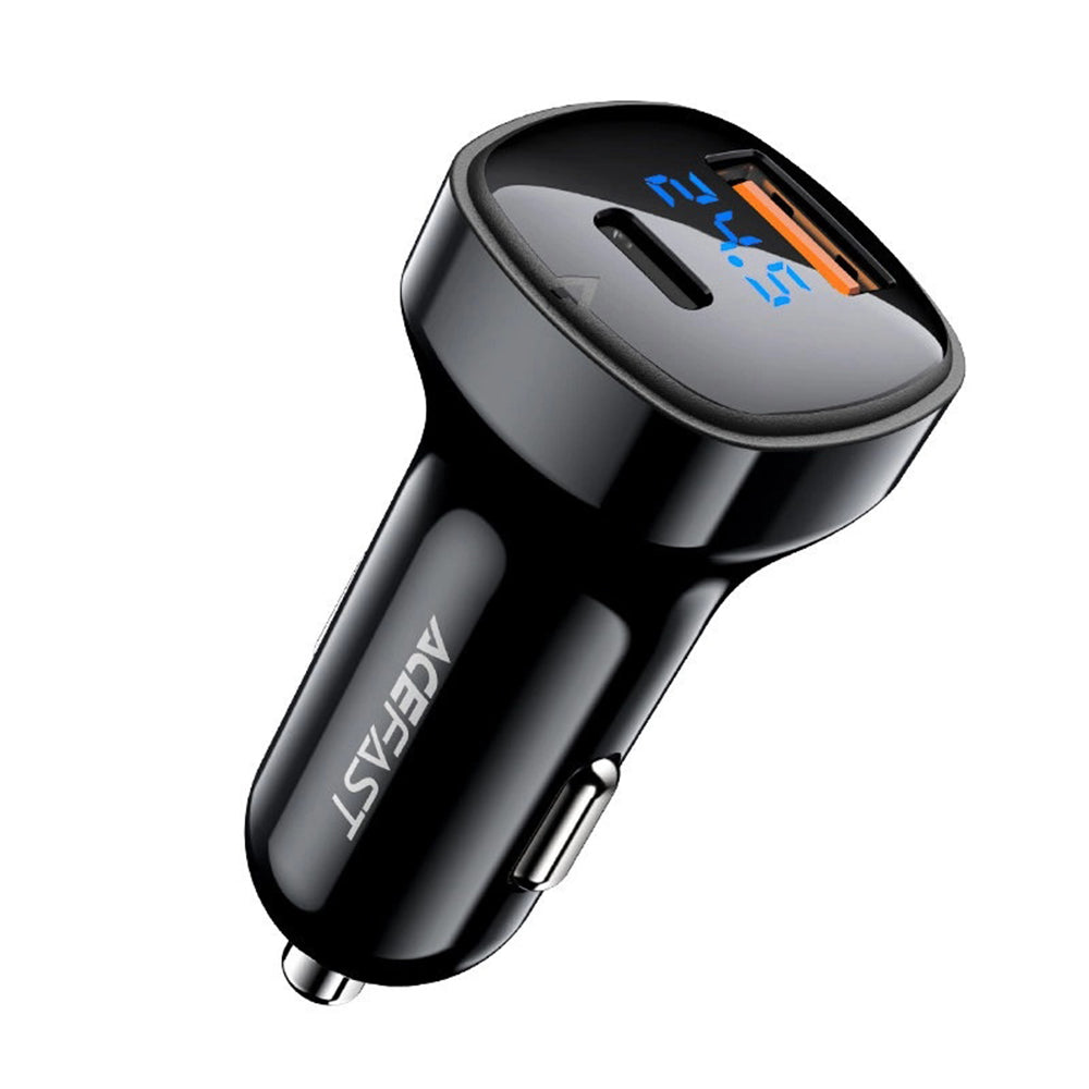 Auto-oplader Acefast B4, 66W, 3A, 1 x USB-A - 1 x USB-C, Zwart