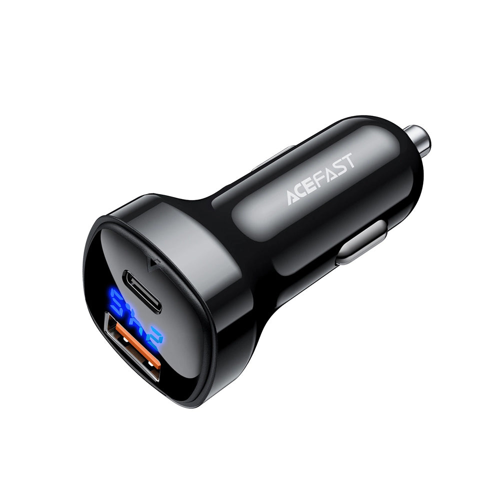 Auto-oplader Acefast B4, 66W, 3A, 1 x USB-A - 1 x USB-C, Zwart
