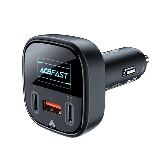 Auto-oplader Acefast B5 Display, 101W, 5A, 1 x USB-A - 2 x USB-C, Zwart