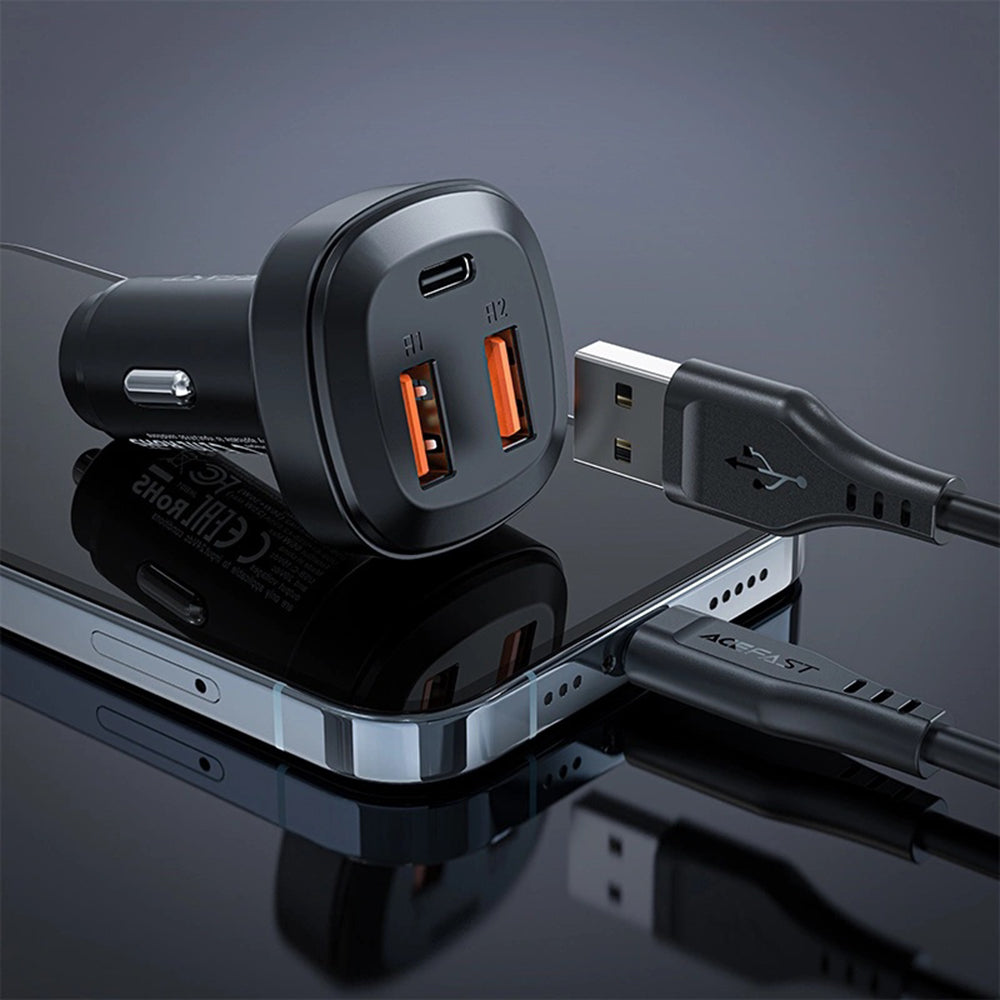Auto-oplader Acefast B9, 66W, 5A, 2 x USB-A - 1 x USB-C, Zwart