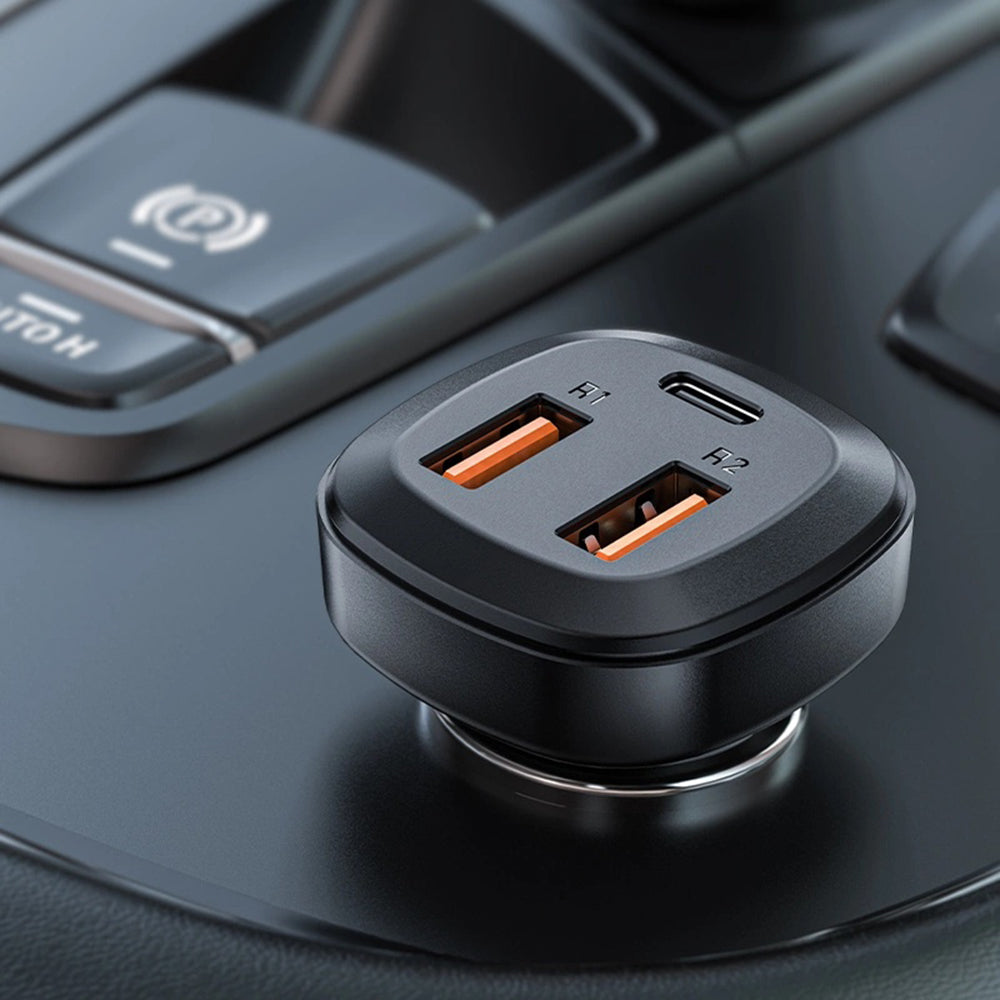 Auto-oplader Acefast B9, 66W, 5A, 2 x USB-A - 1 x USB-C, Zwart