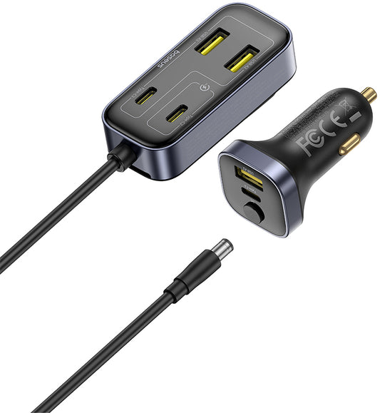 Auto-oplader Baseus BackseatPal L1, 110W, 3A, 3 x USB-A - 3 x USB-C, Zwart C00081100121-00