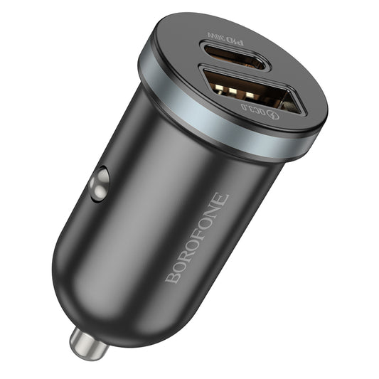 Autolader Borofone BZ22 Scenery, 30W, 3A, 1 x USB-A - 1 x USB-C, Zwart