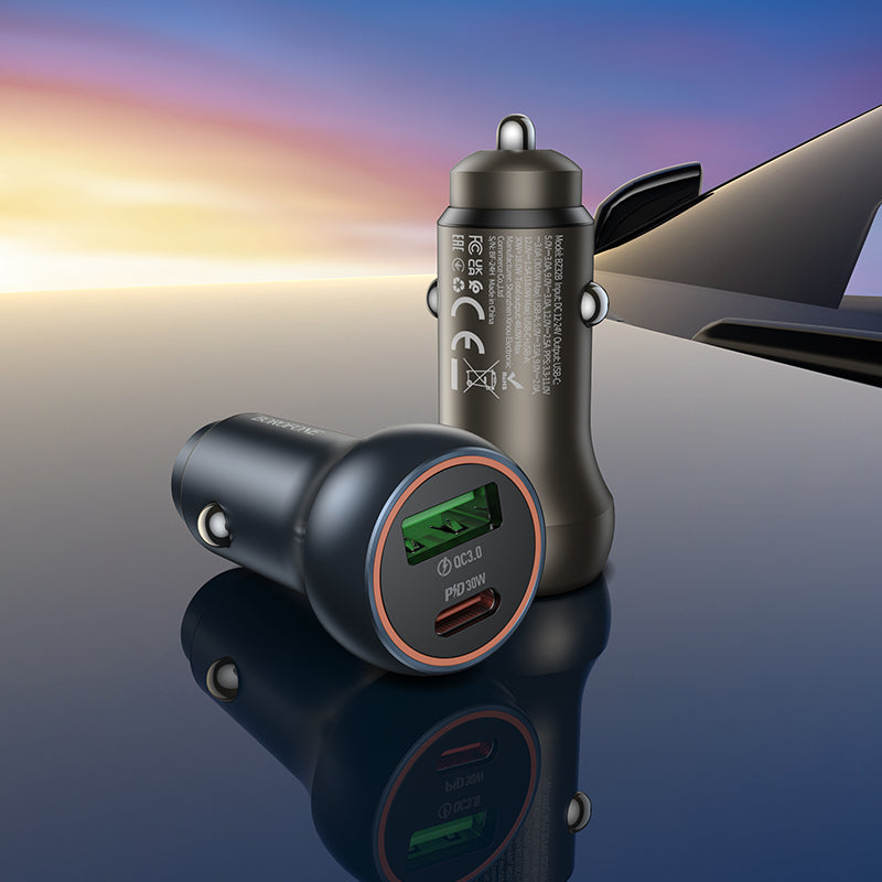 Auto-oplader Borofone BZ32B Fresh, 48W, 3A, 1 x USB-A - 1 x USB-C, Gri