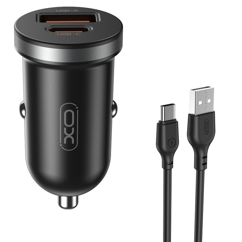 Car Charger with USB-C Cable XO Design CC56, 30W, 3A, 1 x USB-A - 1 x USB-C, Black