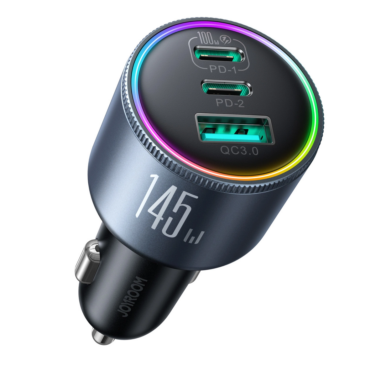 Autolader met USB-C Kabel Joyroom JR-CCN07, 145W, 5A, 1 x USB-A - 2 x USB-C, Gri