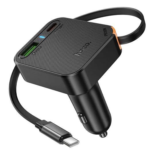 Auto-oplader met USB-C kabel HOCO NZ18, 65W, 3A, 1 x USB-A - 1 x USB-C, Zwart