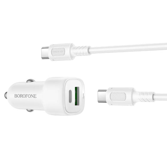 Auto-oplader met USB-C kabel Borofone BZ34B Cloud, 20W, 3A, 1 x USB-A - 1 x USB-C, Wit