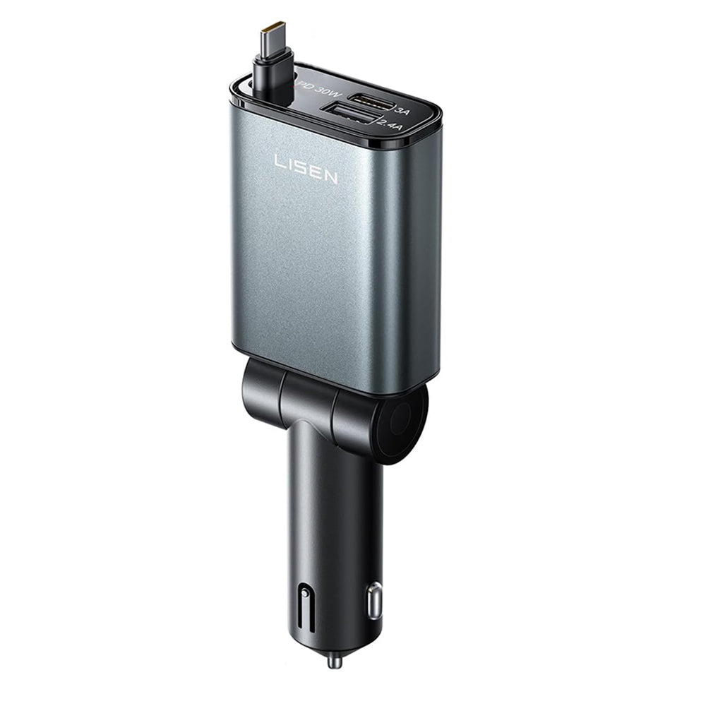 Auto-oplader met USB-C Kabel Lisen, 57W, 3A, 1 x USB-A - 1 x USB-C, Zwart YL0325010016