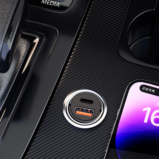 Auto-oplader Dudao R3MAX, 48W, 3A, 1 x USB-A - 1 x USB-C, Zwart