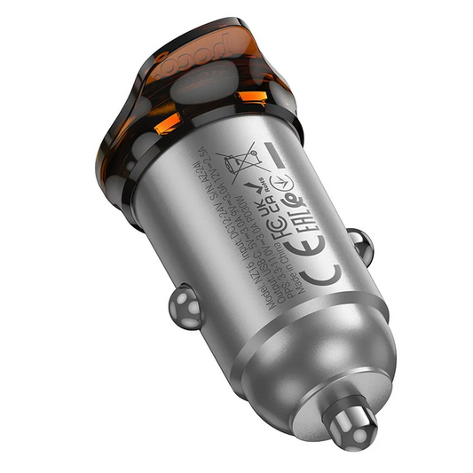 Auto-oplader HOCO NZ16, 30W, 3A, 1 x USB-C, Gri