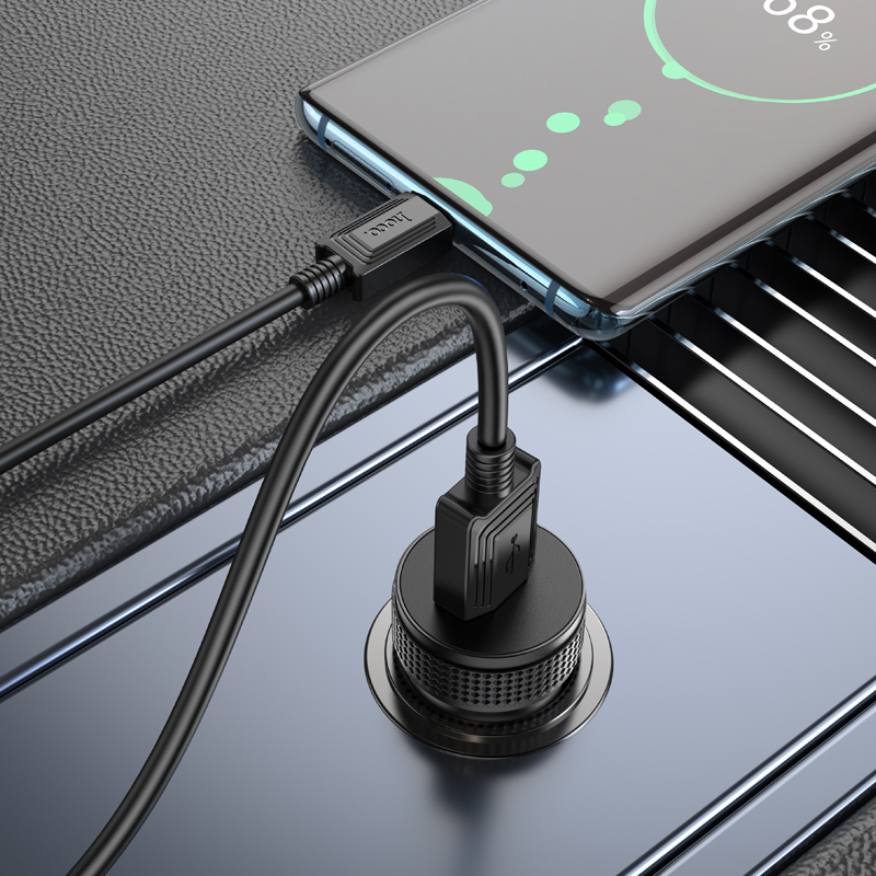 Auto-oplader HOCO Z49A, 18W, 3A, 1 x USB-A, Zwart