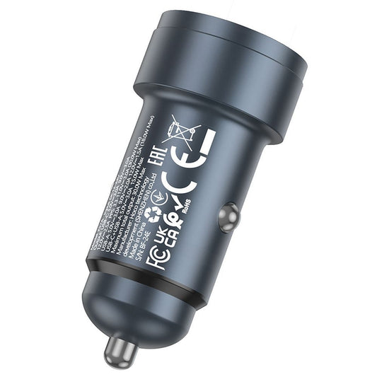 Auto-oplader HOCO Z57A, 30W, 3A, 1 x USB-A - 1 x USB-C, Gri