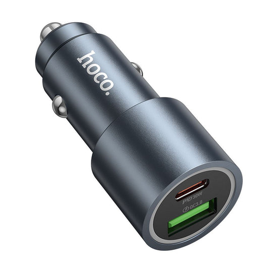 Auto-oplader HOCO Z60, 48W, 3A, 1 x USB-A - 1 x USB-C, Zwart