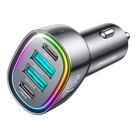 Joyroom Autolader JR-CL29, 70W, 3A, 2 x USB-A - 2 x USB-C, Zwart