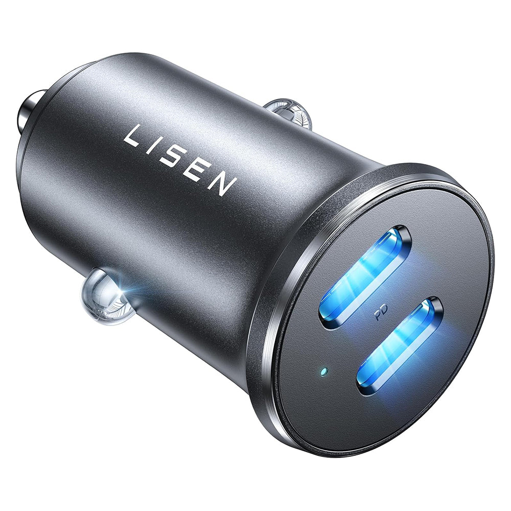 Autolader Lisen, 45W, 3A, 2 x USB-C, Zwart YL0223080007