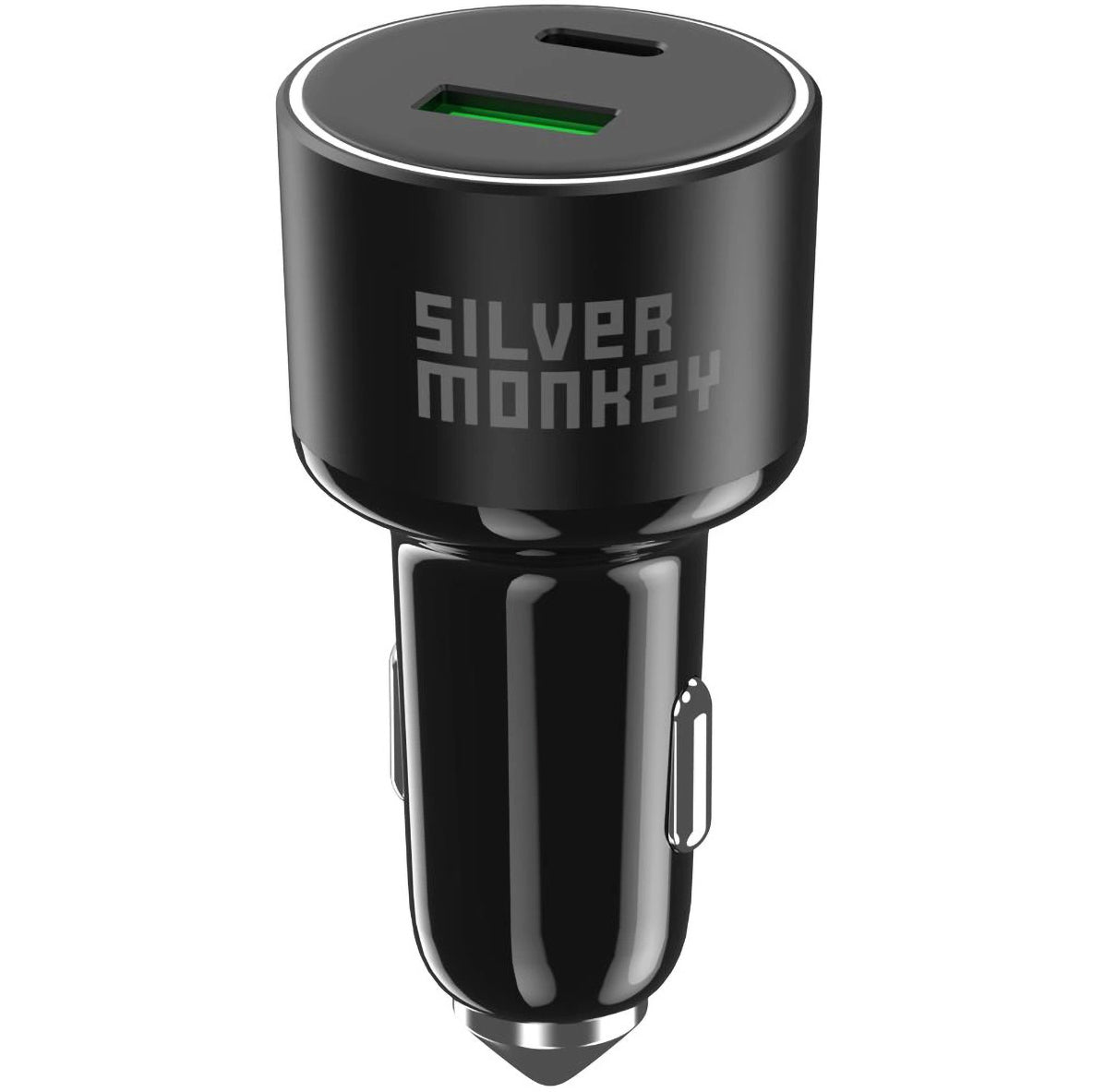 Autolader Silver Monkey SMA014, 100W, 3A, 1 x USB-A - 1 x USB-C, Zwart
