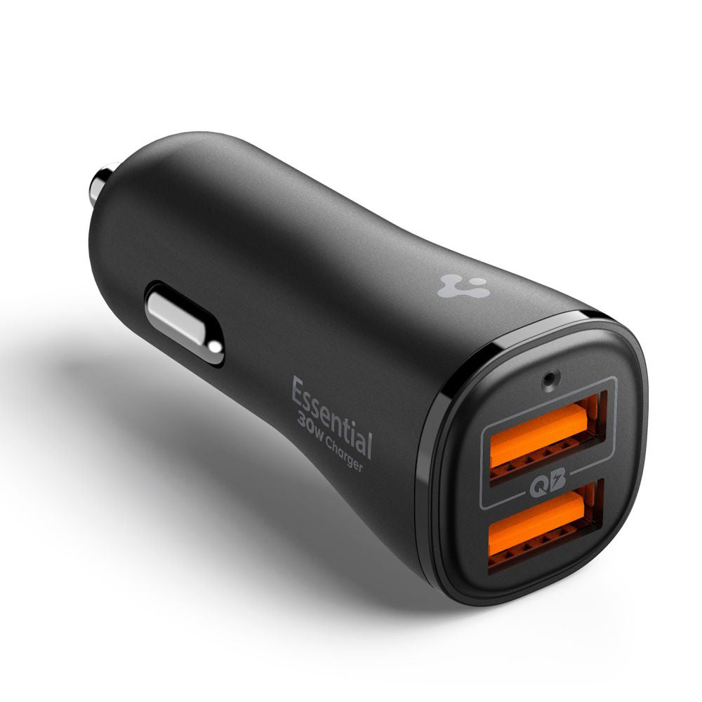 Auto-oplader Spigen EV302 Essential, 30W, 3A, 2 x USB-A, Zwart ACP08700
