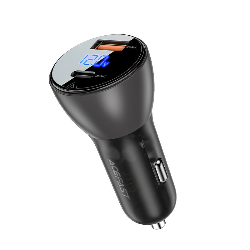 Acefast Auto-oplader B6, 63W, 3.6A, 1 x USB-A - 1 x USB-C, Zwart