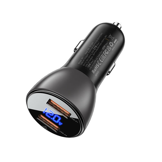 Autolader Acefast B7, 45W, 4,5A, 2 x USB-A, Zwart