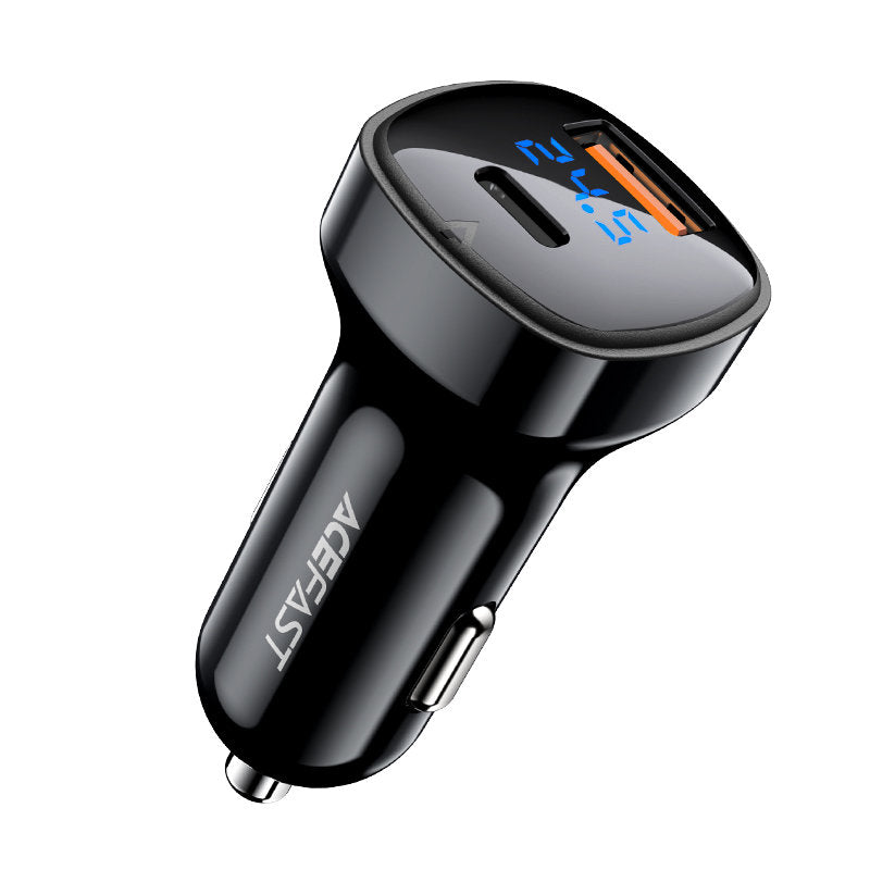 Auto-oplader Acefast B4, 66W, 3A, 1 x USB-A - 1 x USB-C, Zwart