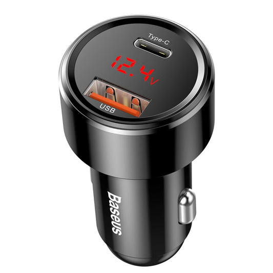 Autolader Baseus Magic Display Series, 45W, 6A, 1 x USB-A - 1 x USB-C, Zwart CCMLC20C-01