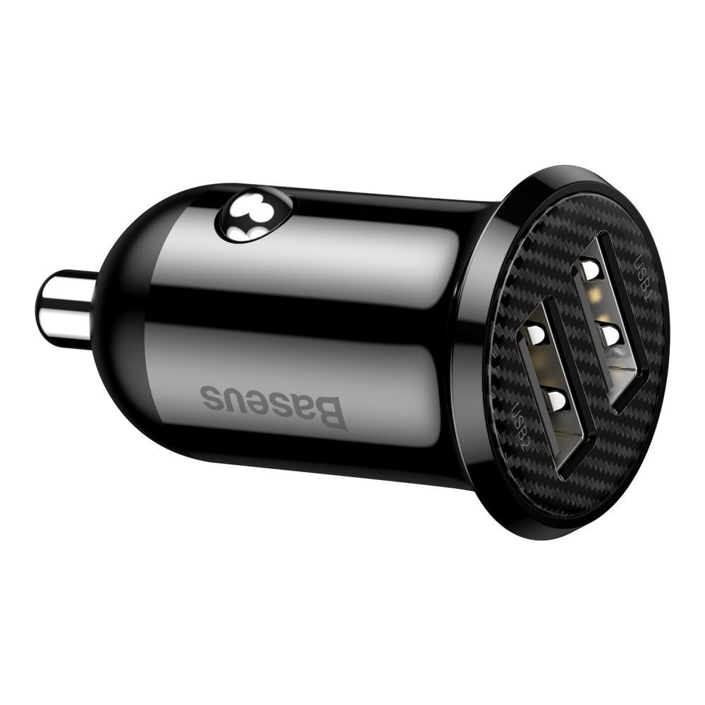 Autolader Baseus Grain Pro, 24W, 2,4A, 2 x USB-A, Zwart CCALLP-01