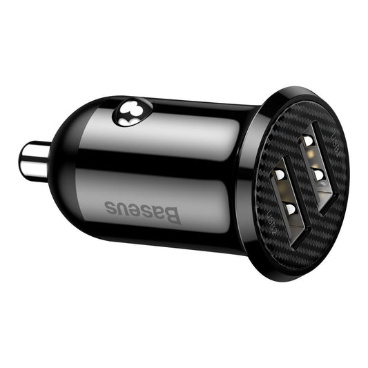 Autolader Baseus Grain Pro, 24W, 2,4A, 2 x USB-A, Zwart CCALLP-01