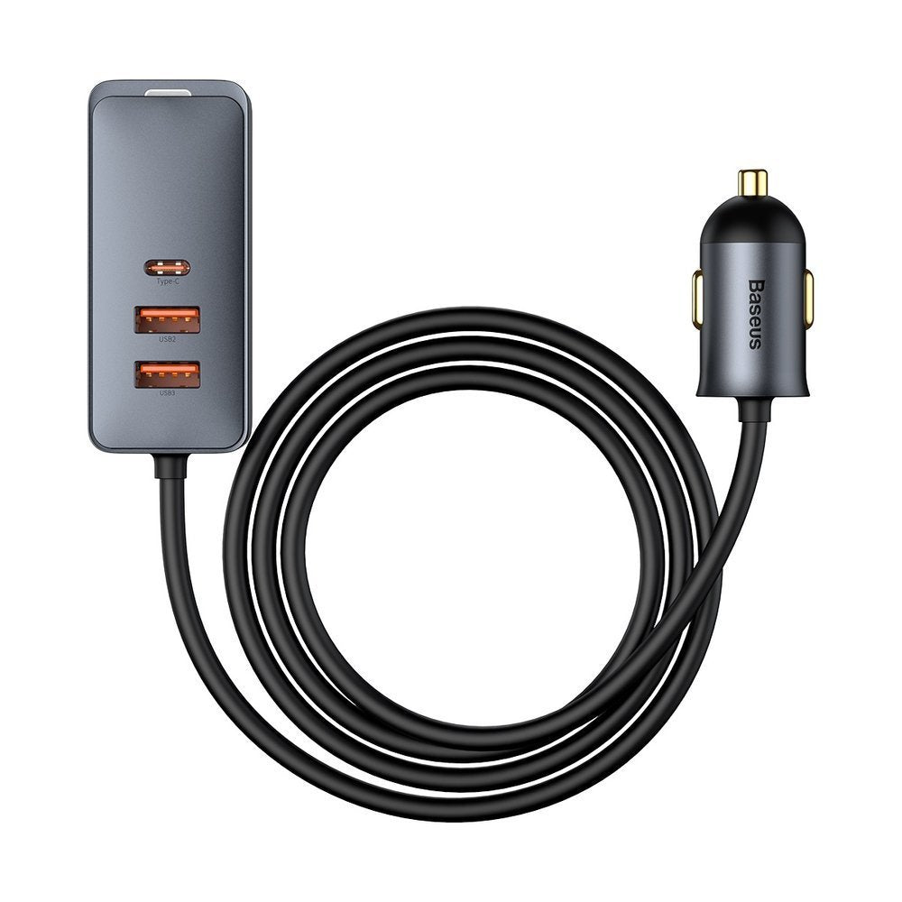 Auto-oplader Baseus Share Together, 120W, 3A, 3 x USB-A - 1 x USB-C, Grijs CCBT-B0G