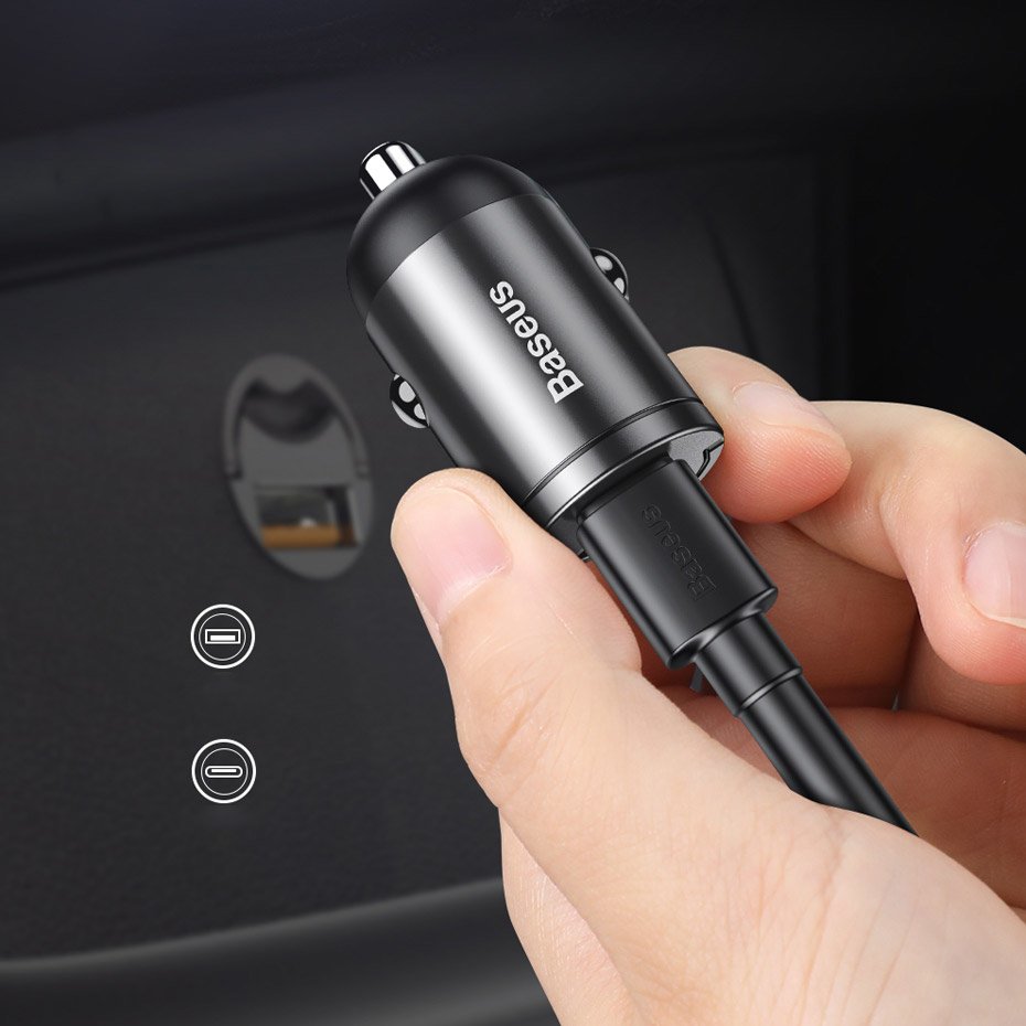 Auto-oplader Baseus Star Mini, 30W, 3A, 1 x USB-A, Grijs VCHX-A0G