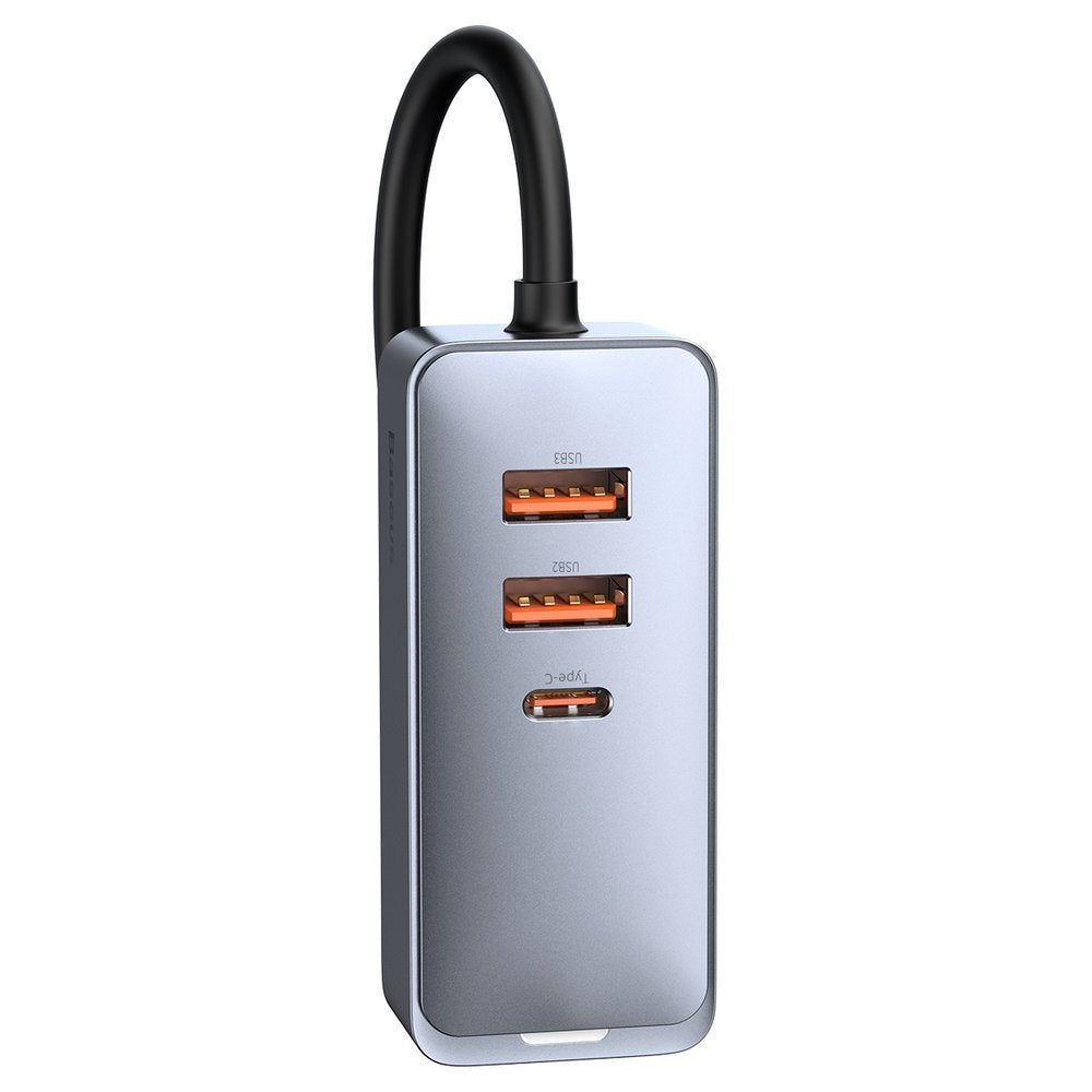 Auto-oplader Baseus Share Together, 120W, 3A, 3 x USB-A - 1 x USB-C, Grijs CCBT-B0G