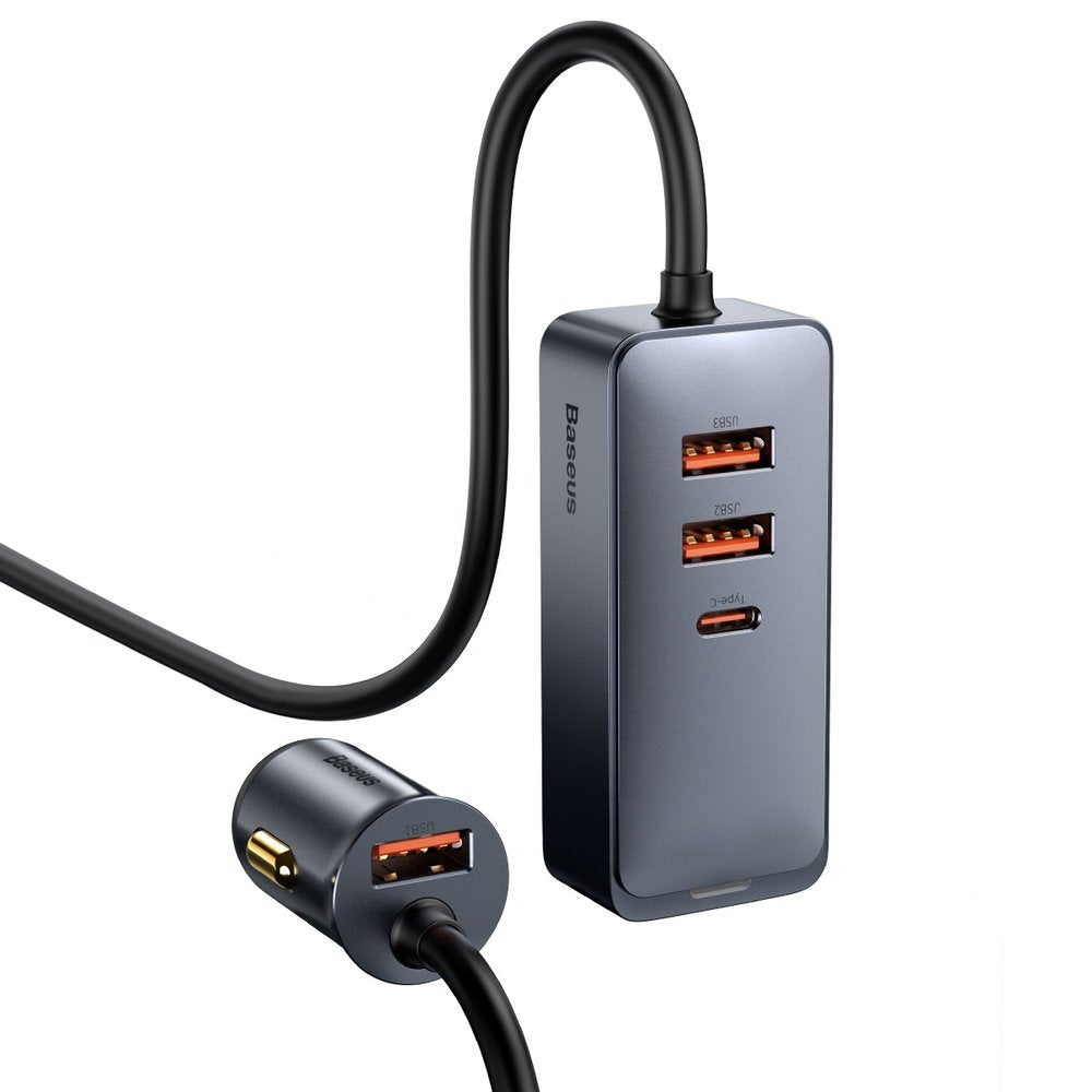 Auto-oplader Baseus Share Together, 120W, 3A, 3 x USB-A - 1 x USB-C, Grijs CCBT-B0G