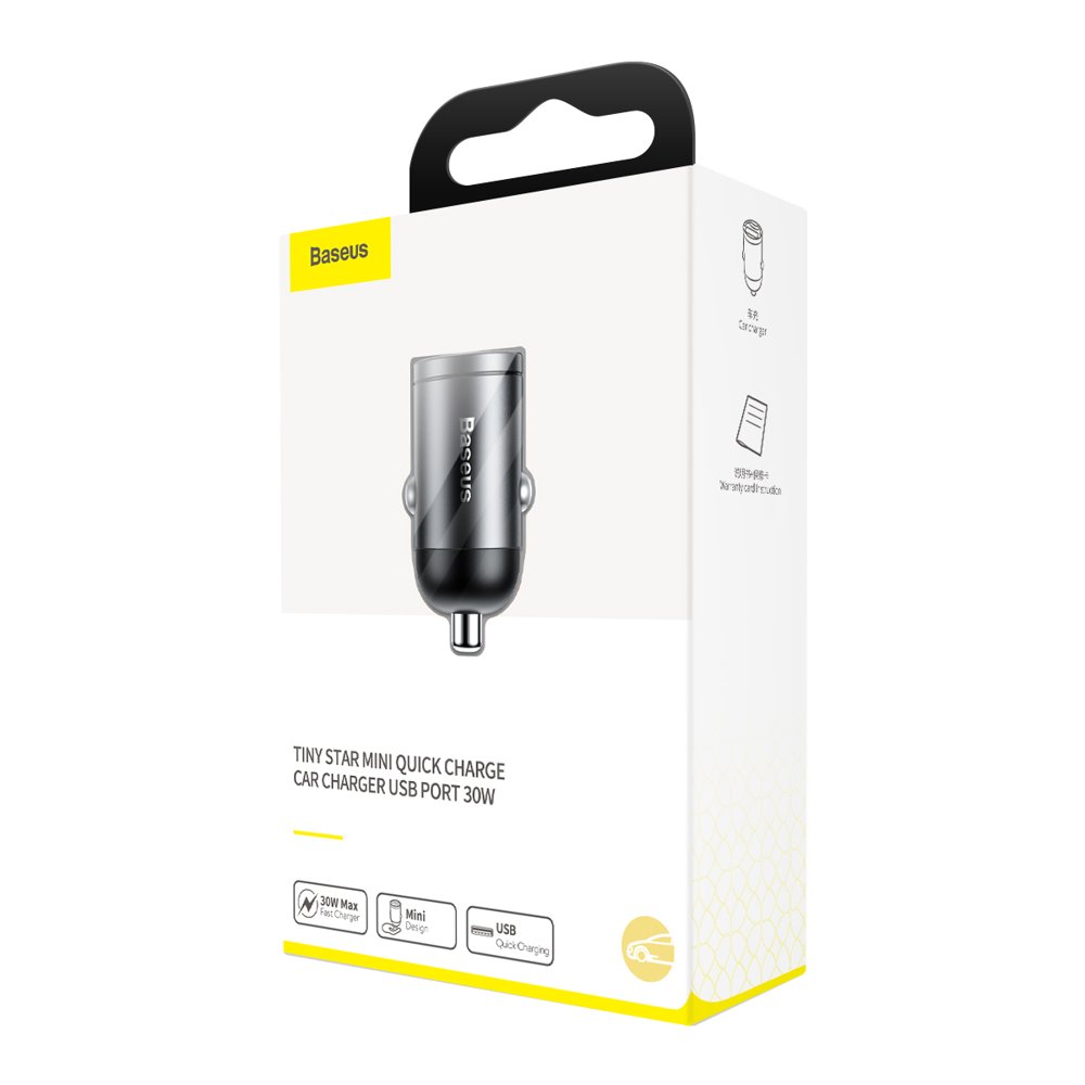 Auto-oplader Baseus Star Mini, 30W, 3A, 1 x USB-A, Grijs VCHX-A0G