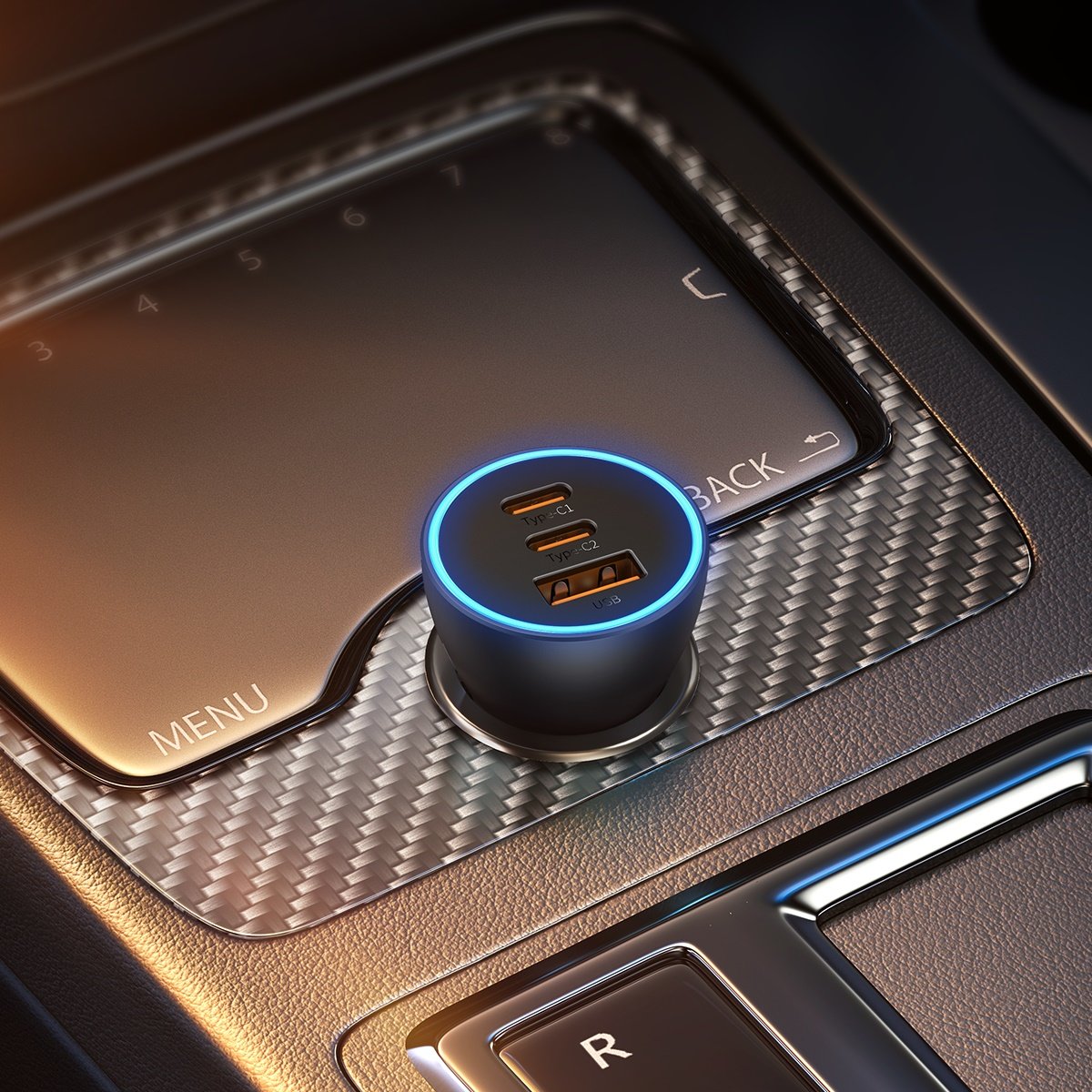 Autolader Baseus Golden Contactor Pro, 65W, 3A, 1 x USB-A - 2 x USB-C, Grijs CGJP010013