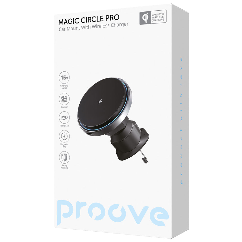 Draadloze Auto Oplader Proove Magic Circle Pro, 15W, 1.67A, Zwart WHMP15010001