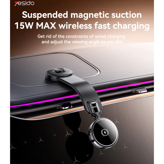 Draadloze Auto Oplader Yesido C316, 15W, 1.67A, Zwart