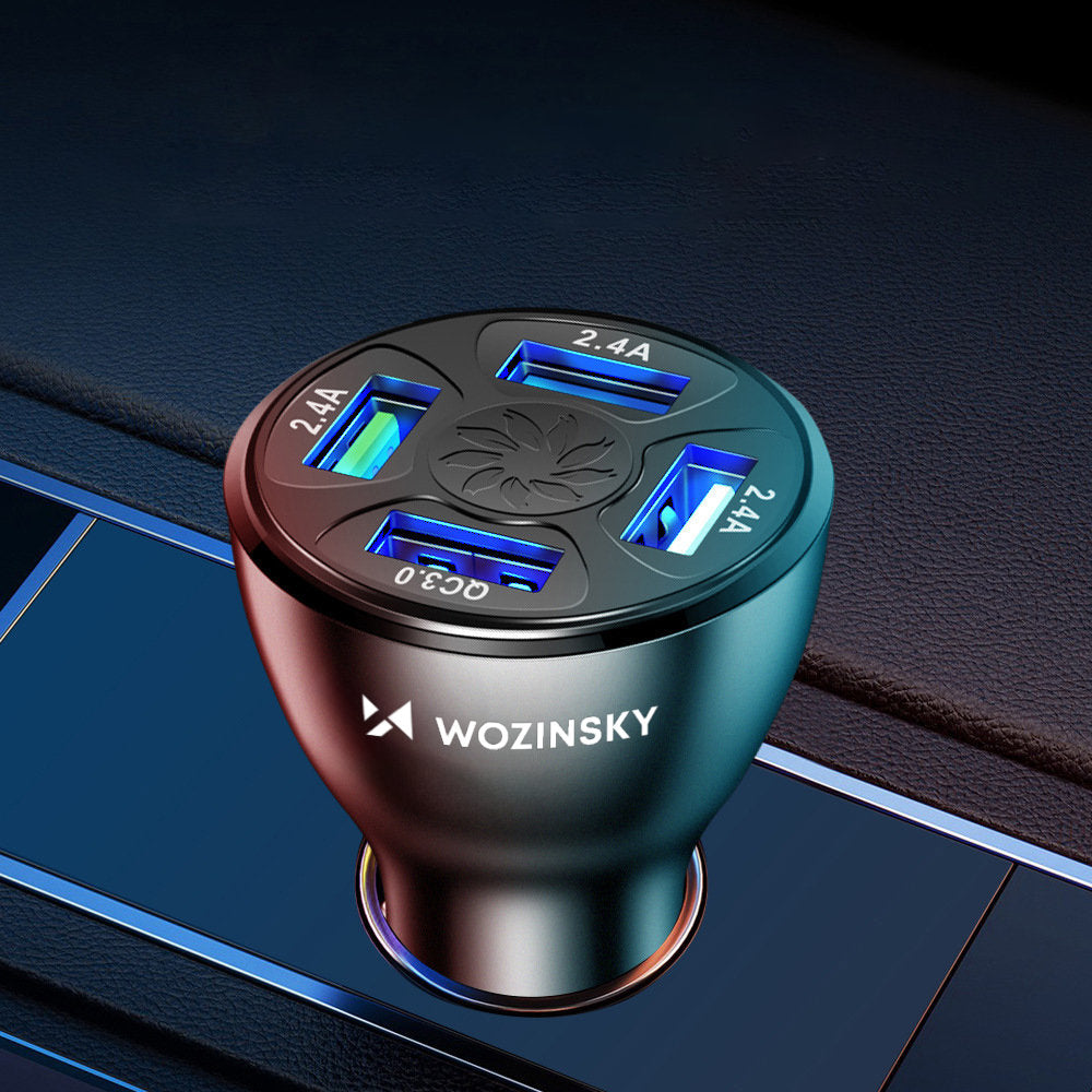 Car Charger WZK WCCAW, 50W, 3A, 4 x USB-A, White