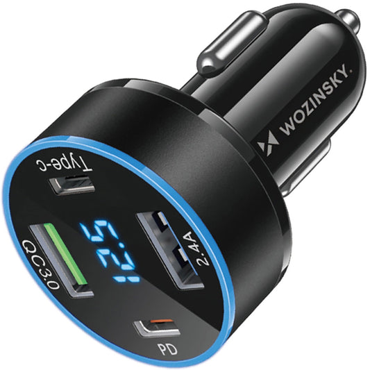 Autolader WZK WDCCB, 50W, 3A, 2 x USB-A - 2 x USB-C, Zwart