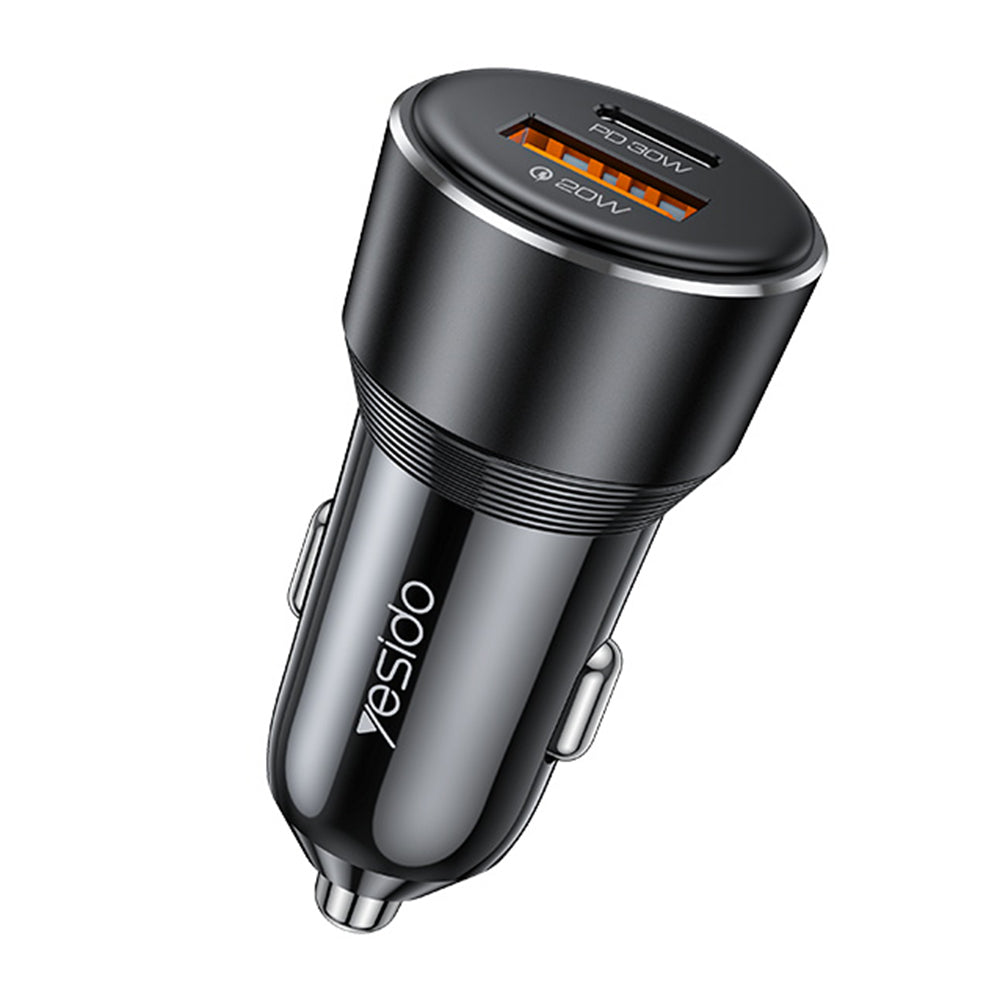 Autolader Yesido Y64, 50W, 3A, 1 x USB-A - 1 x USB-C, Zwart