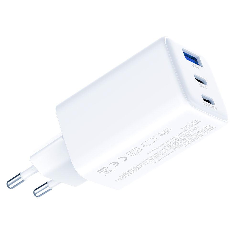Netwerkoplader 3MK Hyper, 65W, 3.25A, 1 x USB-A - 2 x USB-C, Wit