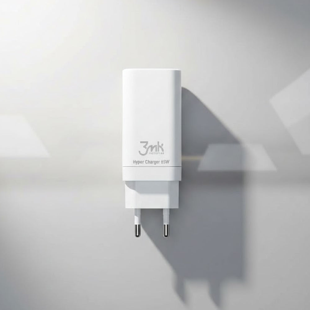 Netlader 3MK HyperCharger, 65W, 5A, 1 x USB-A - 2 x USB-C, Wit