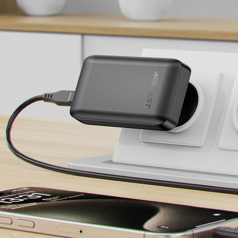 Netwerkoplader Acefast A100, 65W, 3.25A, 1 x USB-A - 2 x USB-C, Zwart