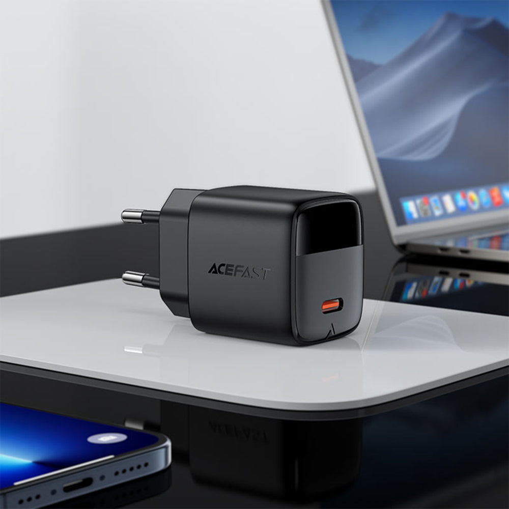 Acefast A113 Display Netwerkoplader, 20W, 3A, 1 x USB-C, Zwart