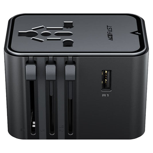 Acefast Z8 Travel Netwerkoplader, 45W, 3A, 2 x USB-A - 3 x USB-C, Zwart