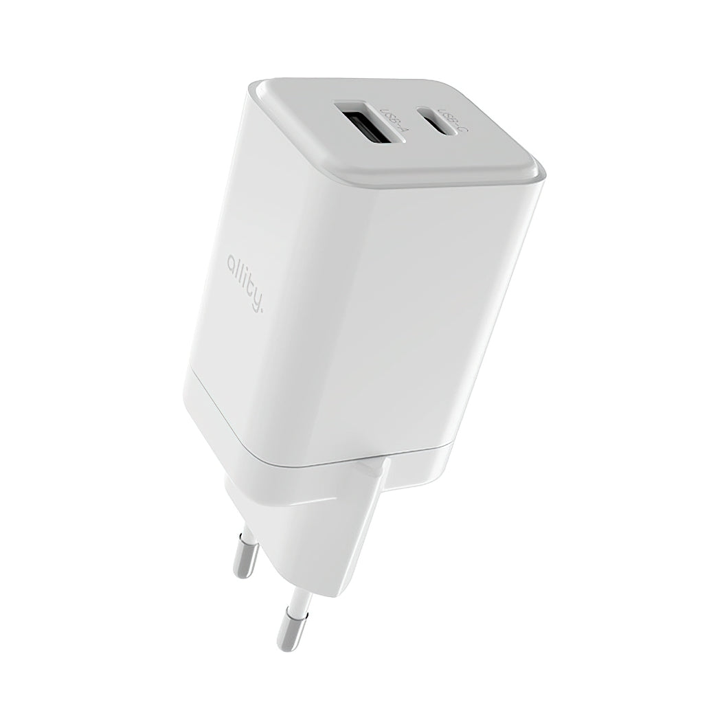 Allity Netwerkoplader. ATC-01-45WCC Fast, 45W, 3A, 1 x USB-A - 1 x USB-C, Wit